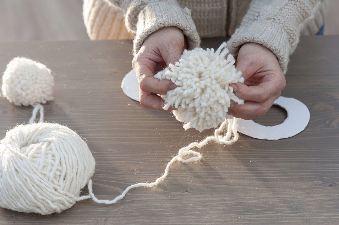 Christmas decorations with white wool balls