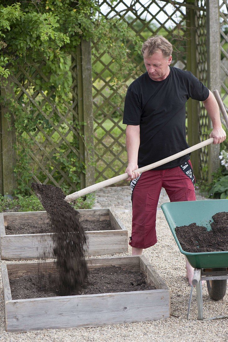 Building square flowerbeds on concrete paving