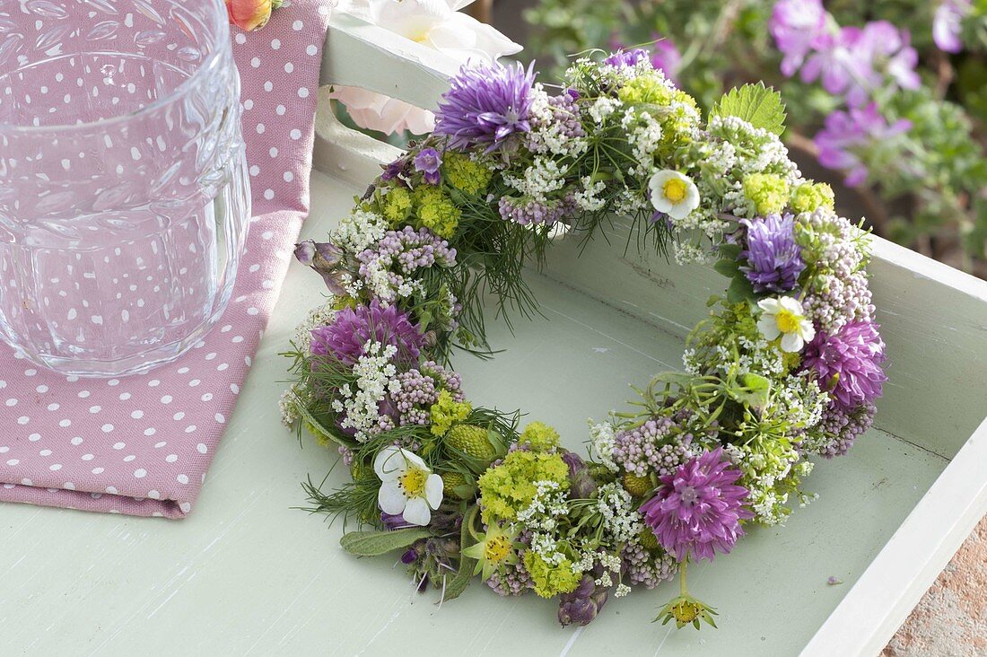 Small wreath of flowering herbs