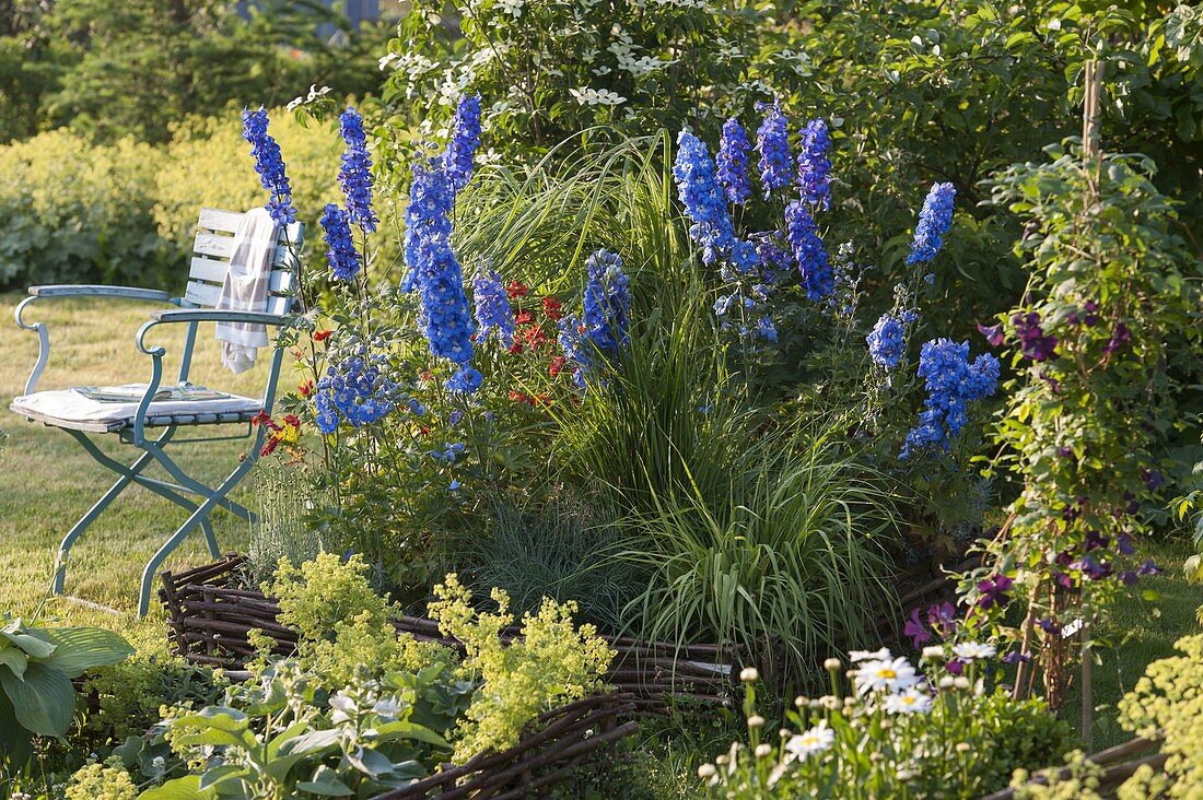 Beds with hazel wickerwork edging