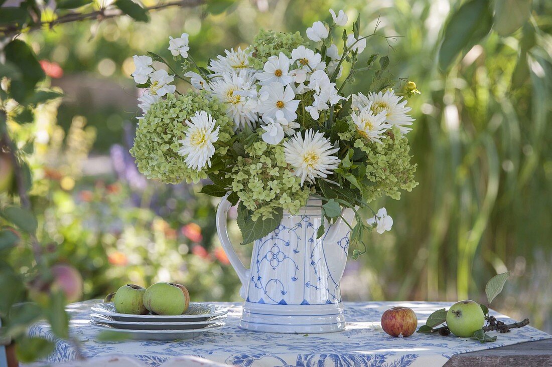 White-green bouquet from Dahlia, Cosmos