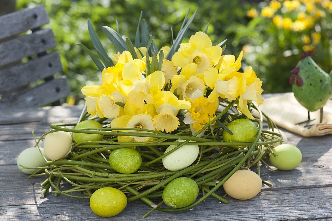 Yellowwood and dogwood twigs wreath