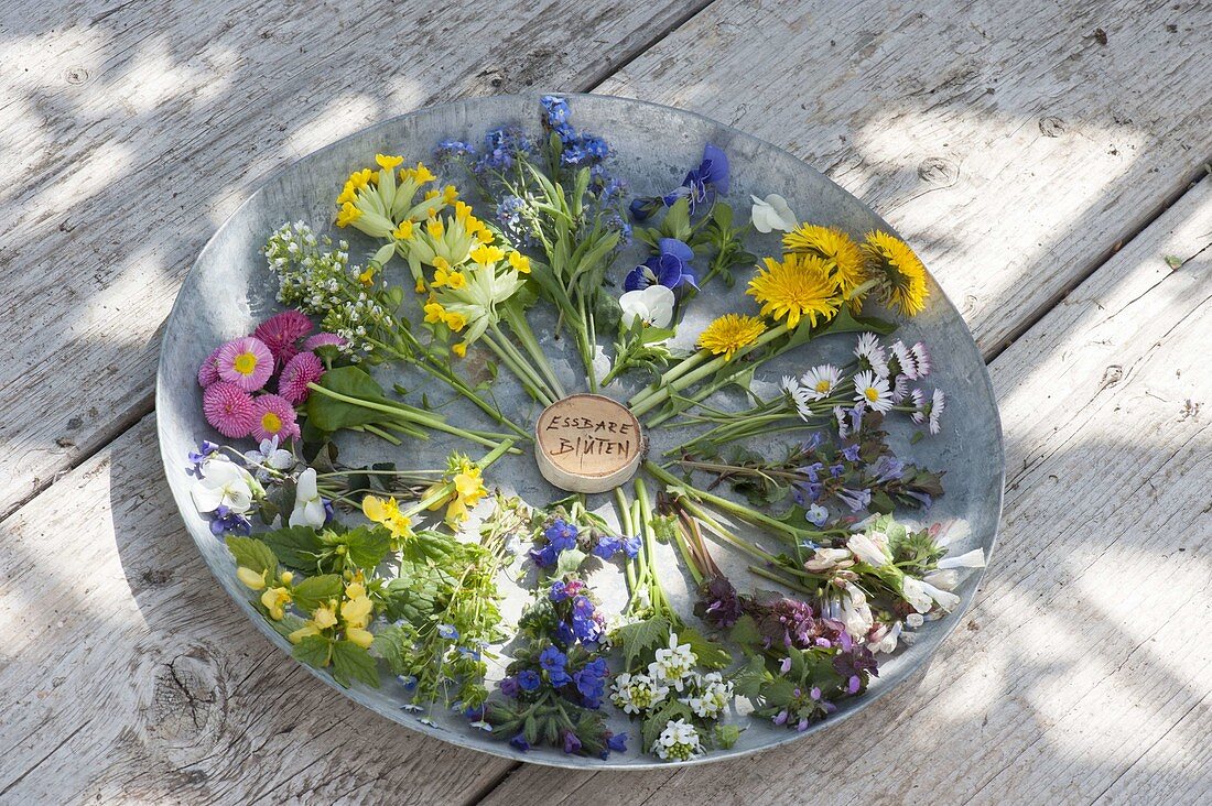 Edible flowers in a clockwise direction