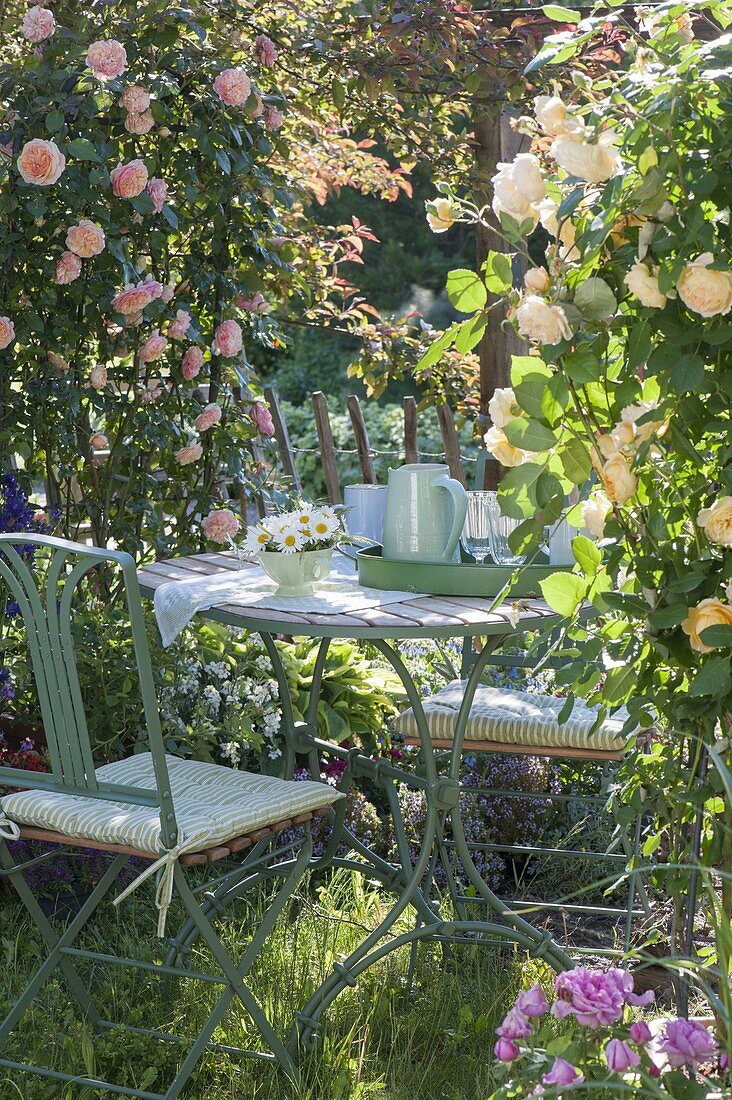 Lauschige Ecke zwischen Rosen