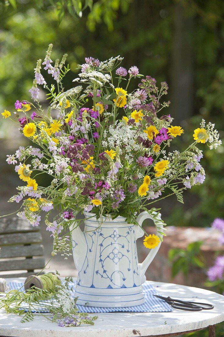 Meadow bouquet of Galega, Daucus, Anthemis