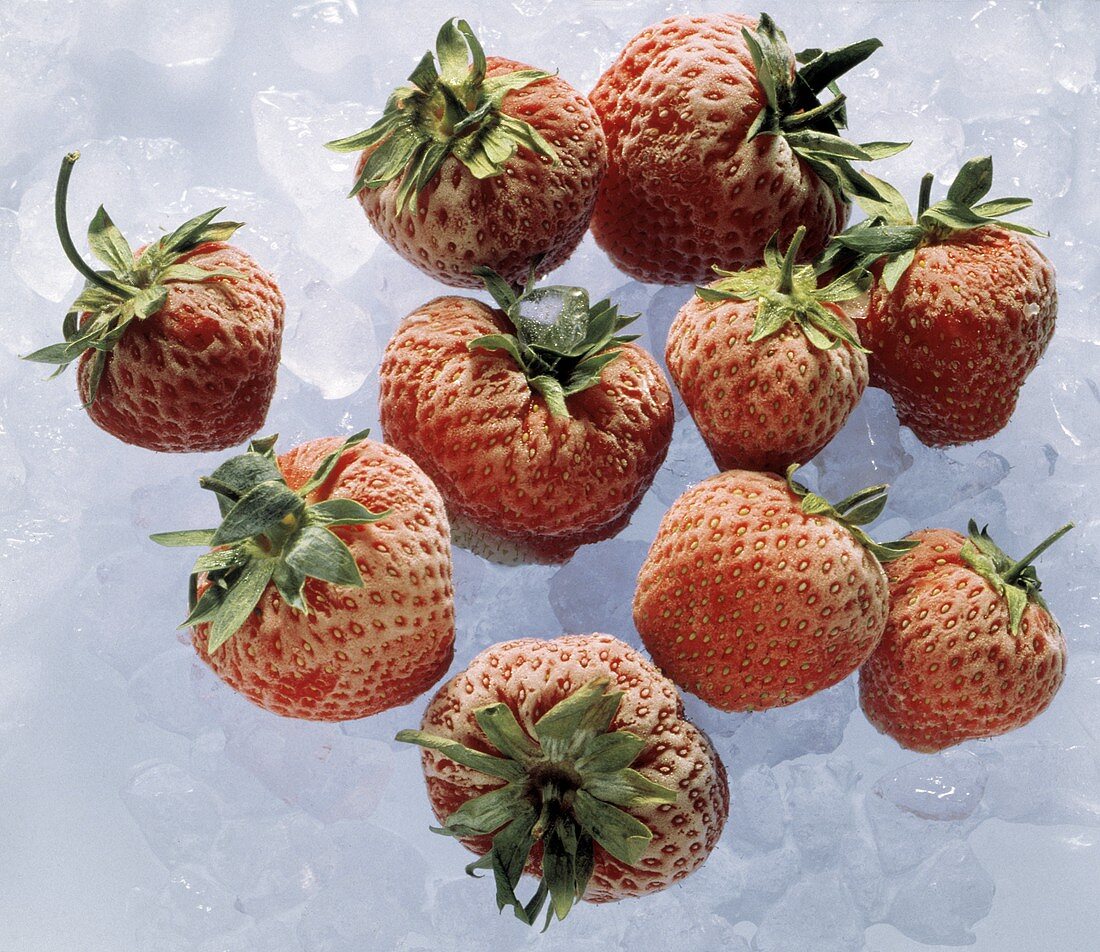Frozen Strawberries on Ice