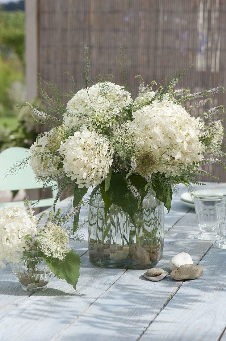 White Bouquet of Hydrangea, Veronica, Daucus