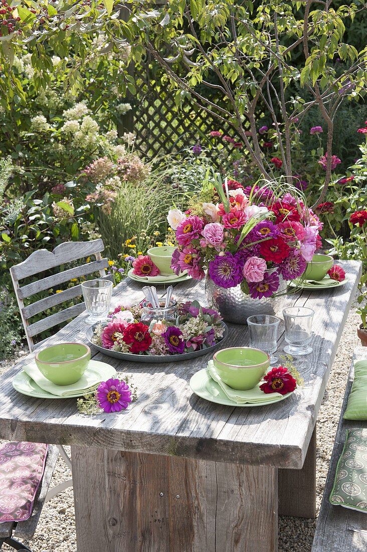 Laid table on gravel terrace