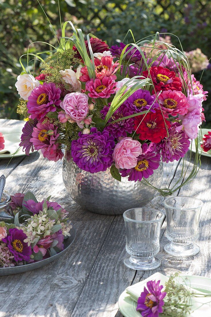 Laid table on gravel terrace