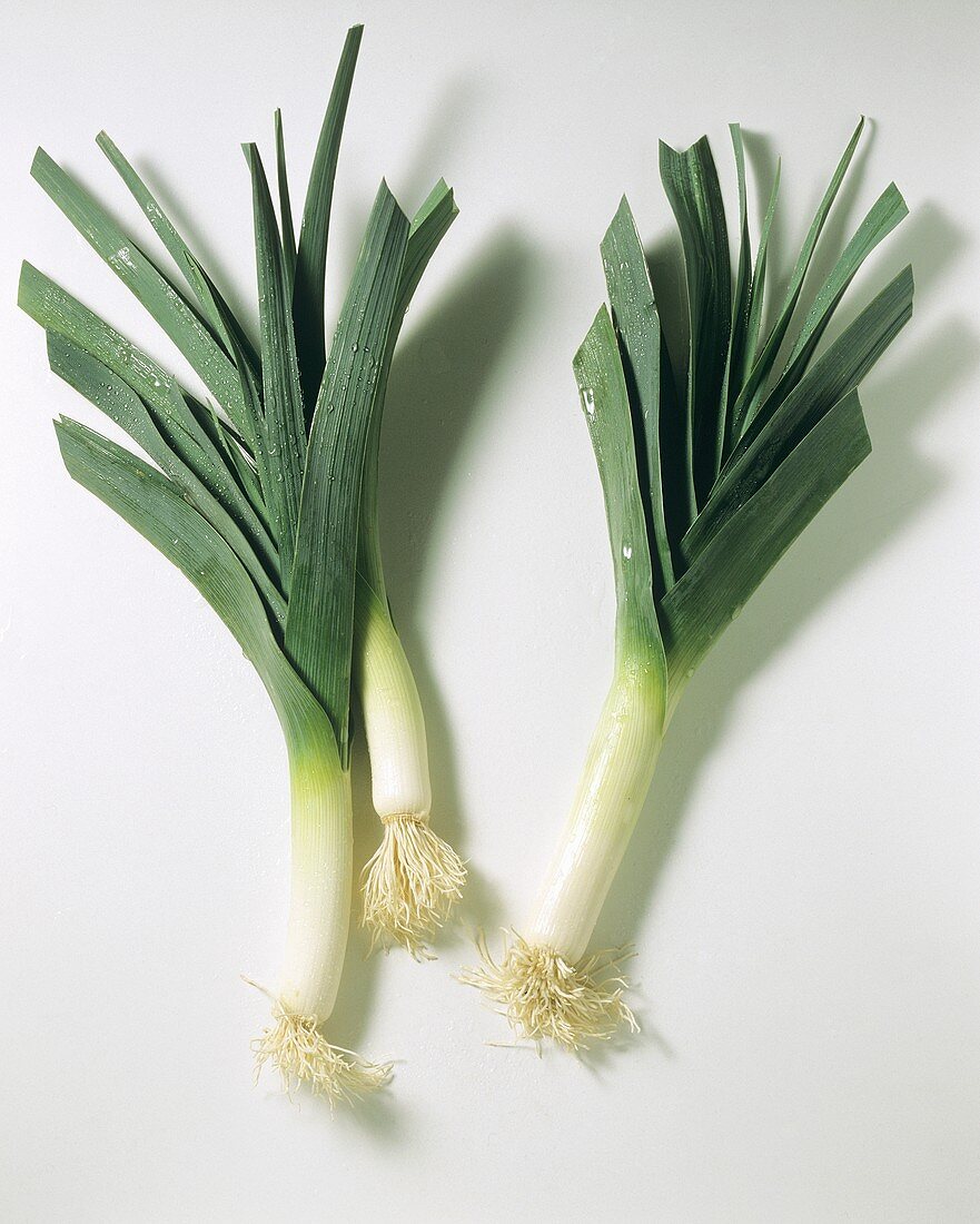 Three fresh leeks