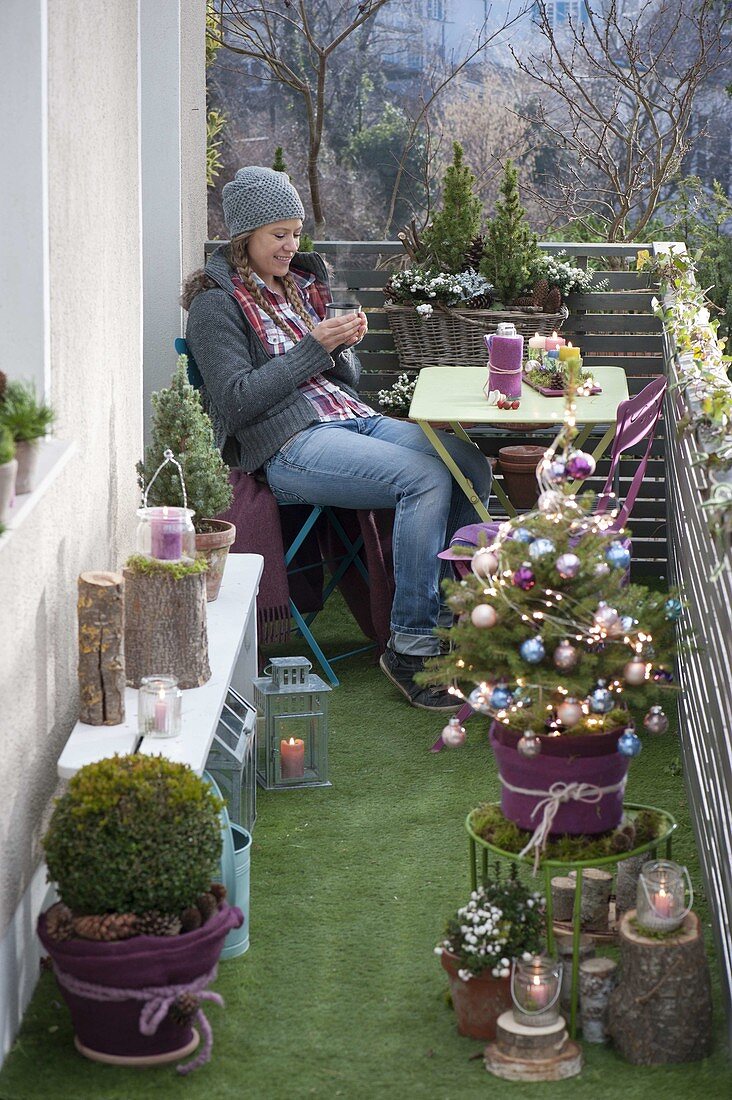 Balkon durch die Jahreszeiten