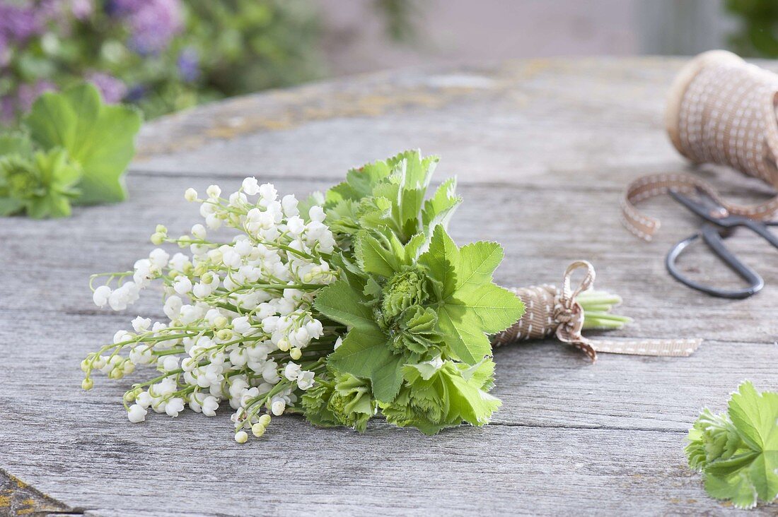 Small bouquet with Convallaria (lily of the valley) and Alchemilla