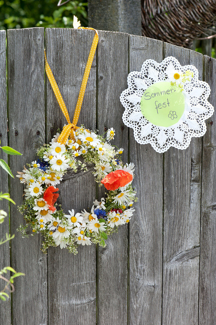 Summer wreath of Leucanthemum (Marguerite), Matricaria chamomilla