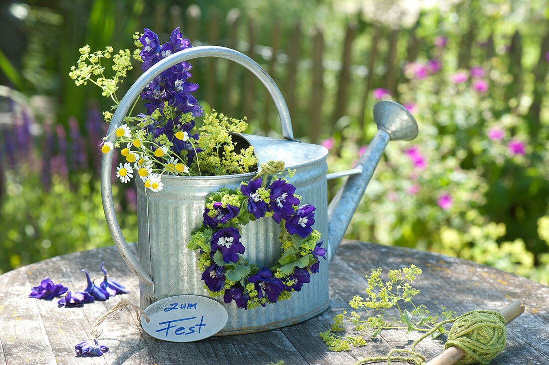 Delphinium (Larkspur), Alchemilla (Lady's Mantle)