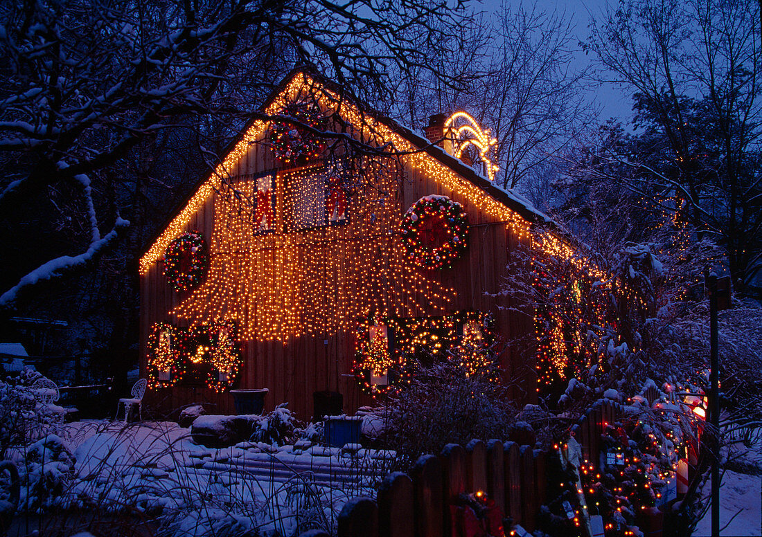 Christmas lights on house