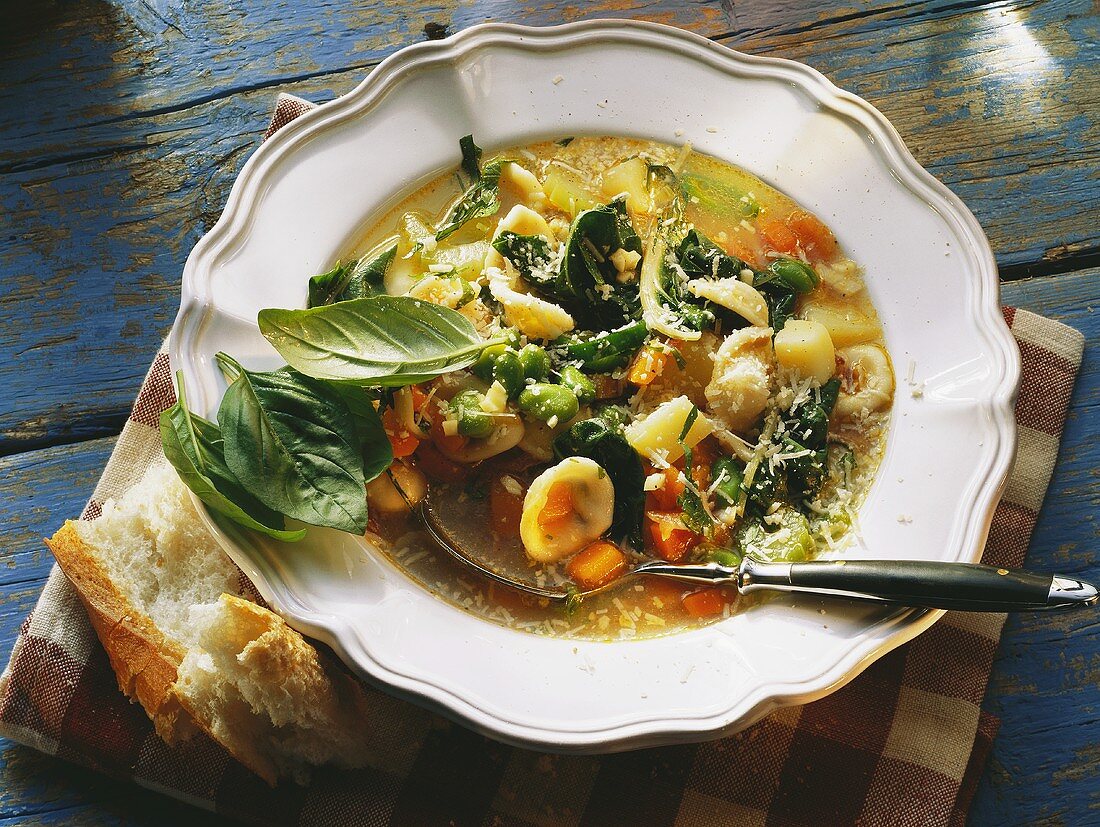 Minestrone with Basil and Parmesan Bowl