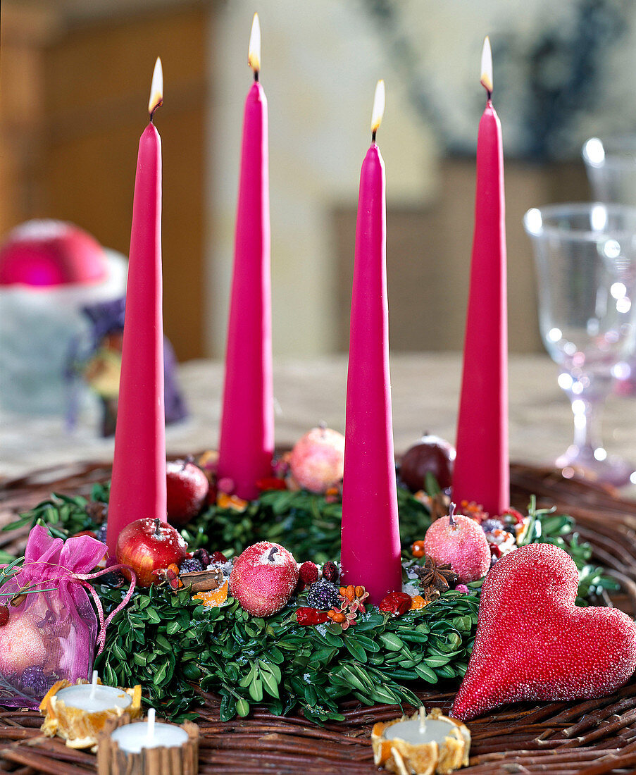 Advent wreath in pink