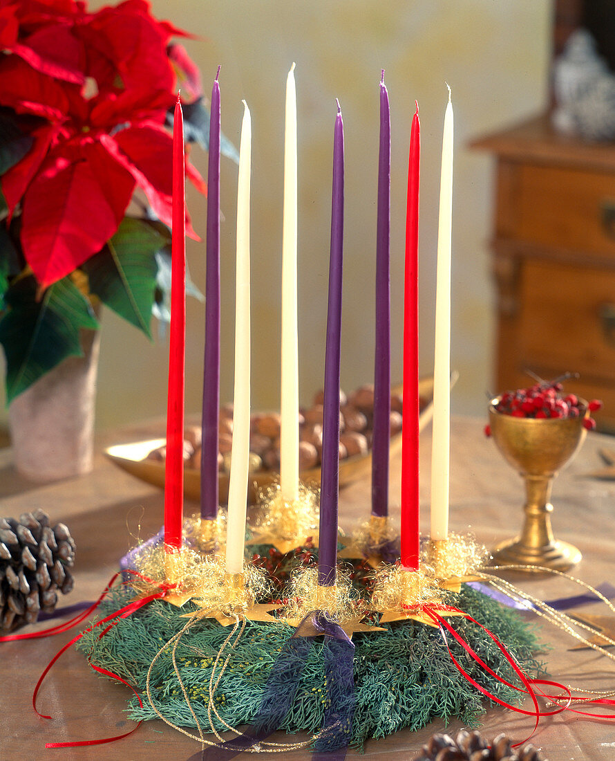 Advent wreath with many candles