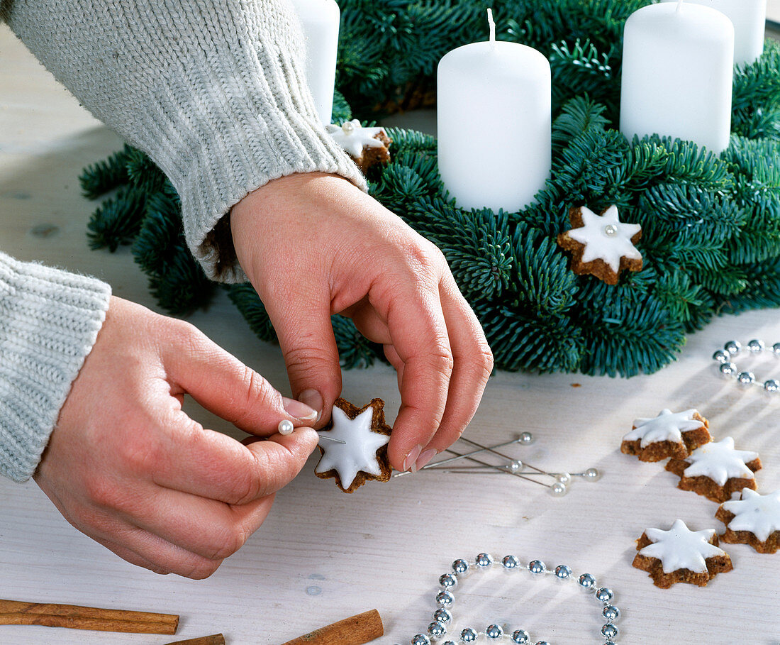 Nobilis fir branches tied as a Christmas wreath