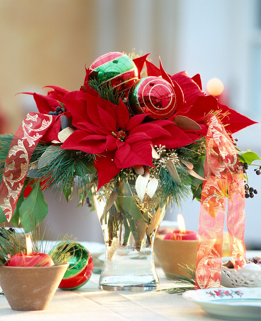 Christmas bouquet with poinsettia