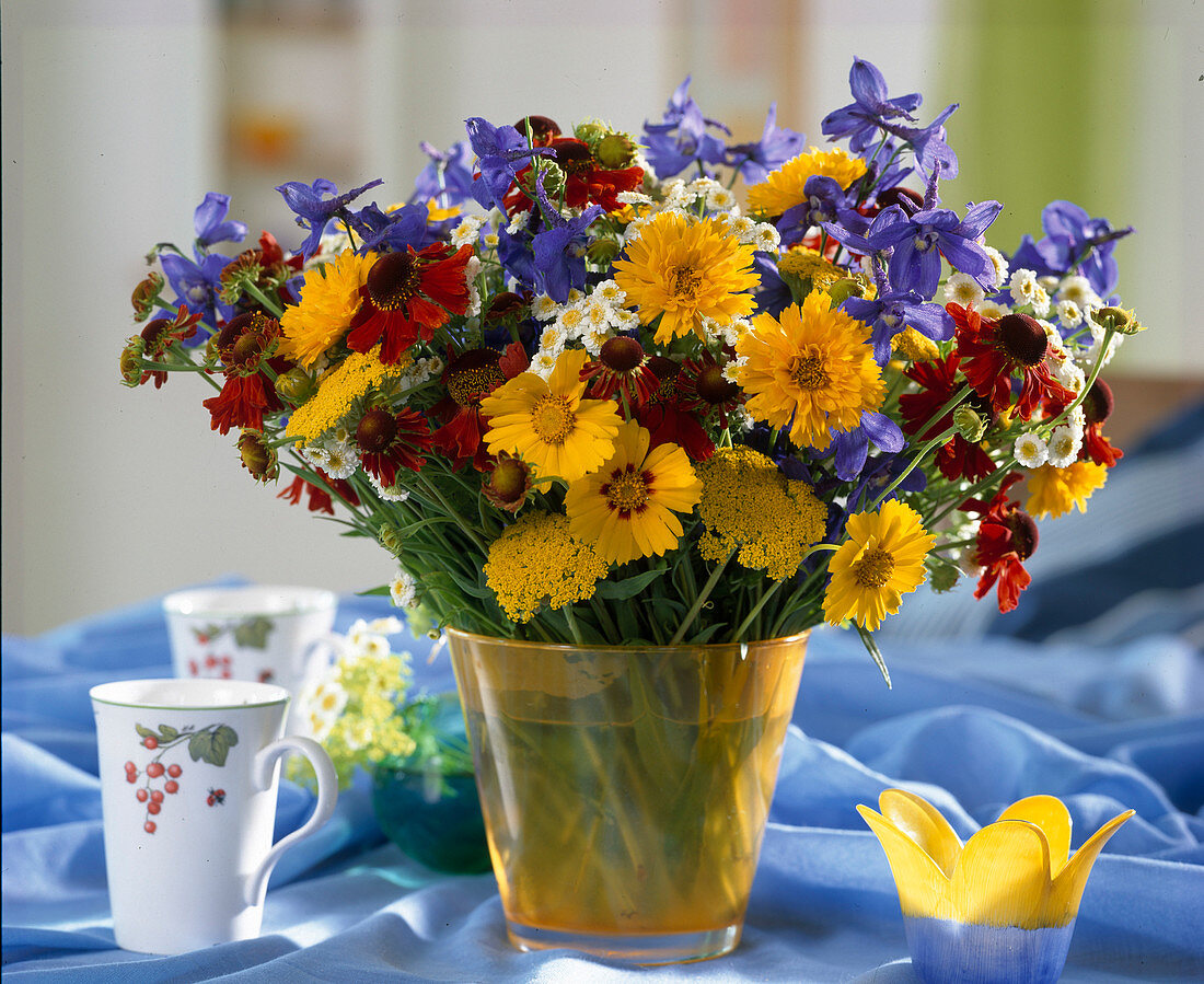 Colourful summer bouquet of perennials