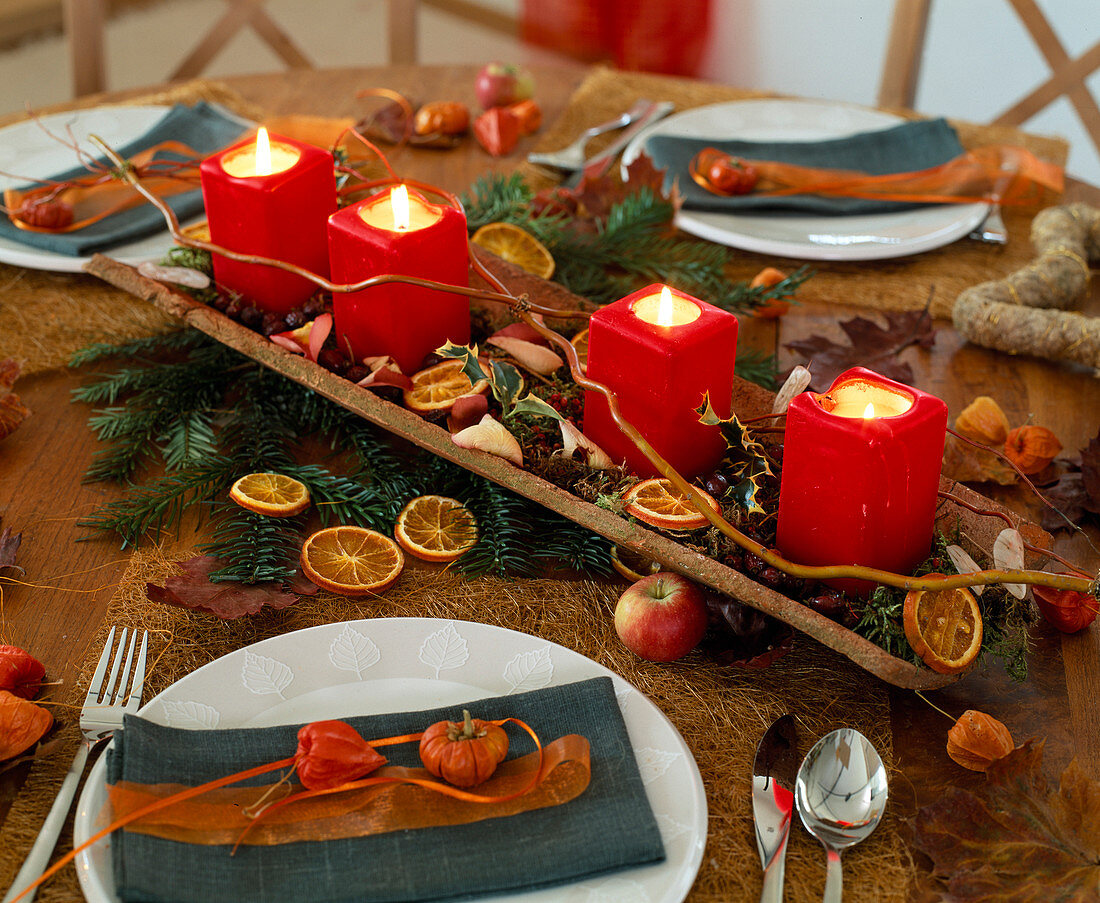 Advent arrangement as a table decoration