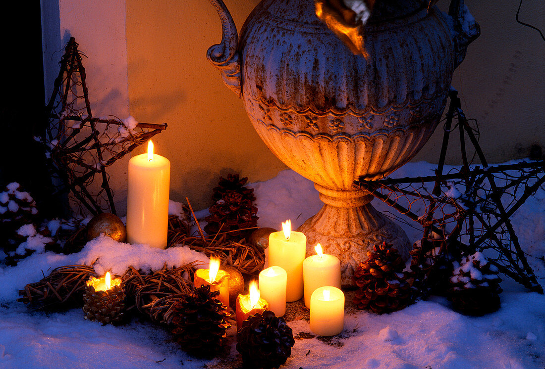 Candle lights at the house entrance