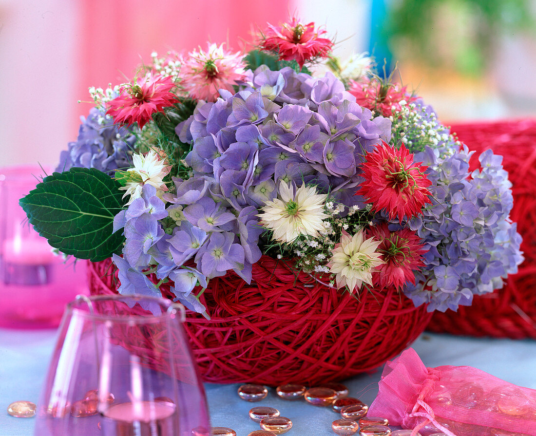 Basket lined with foil