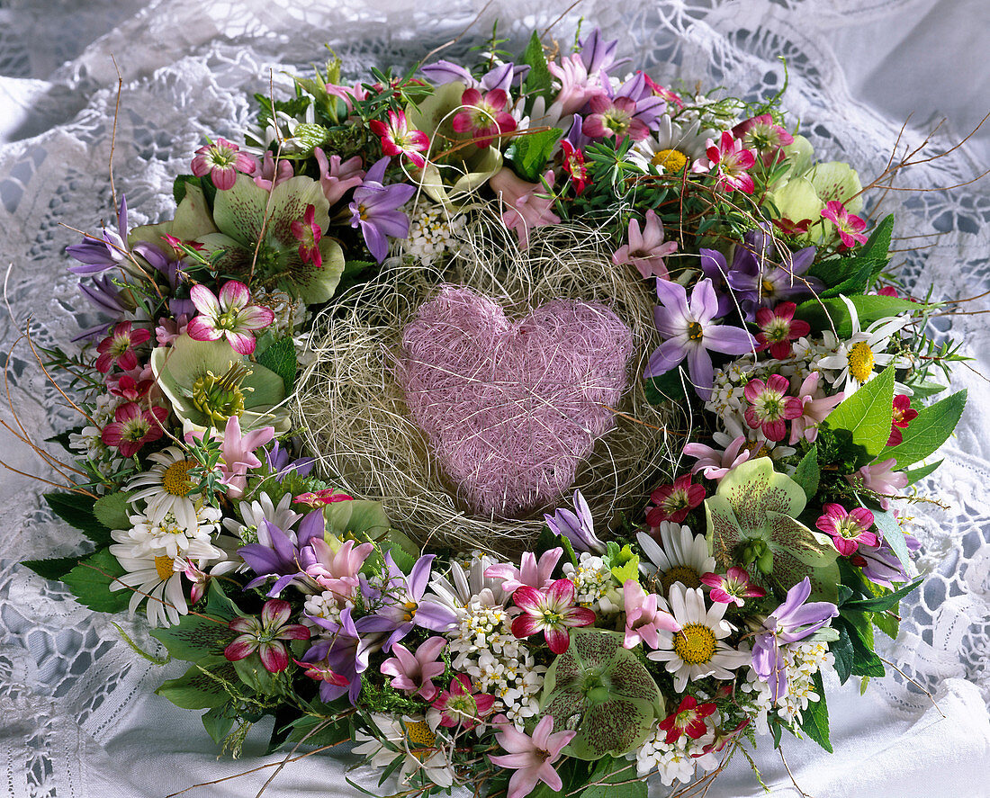 Heart in a spring wreath