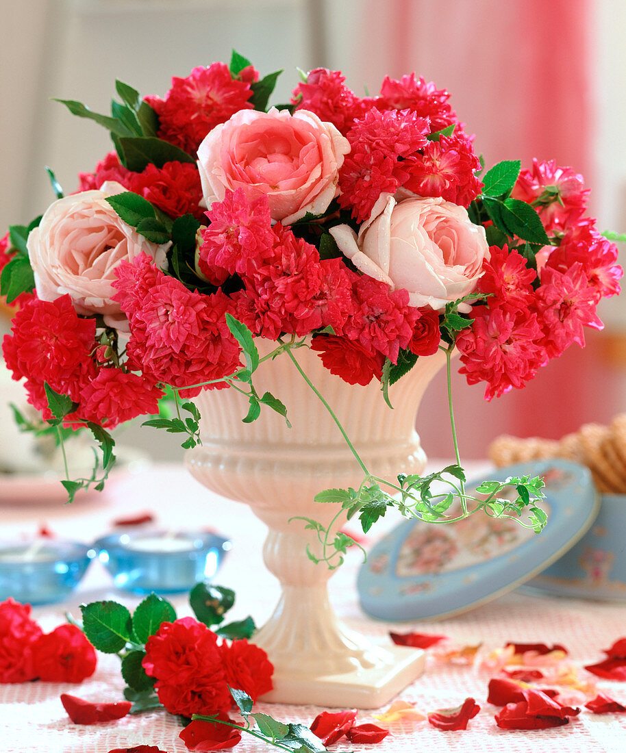 Bouquet of bush roses and English roses