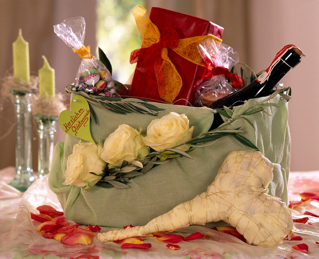 Gift box made of cardboard covered with fabric