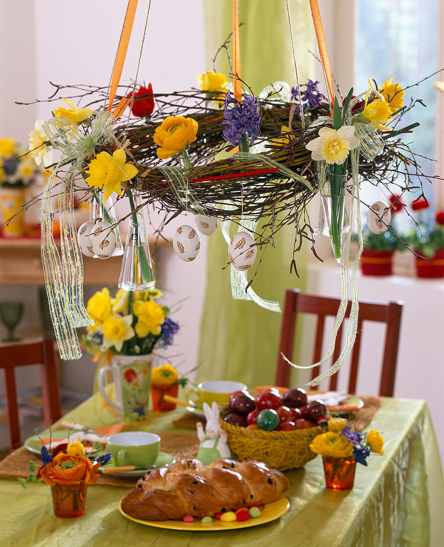 Wreath hung from branches