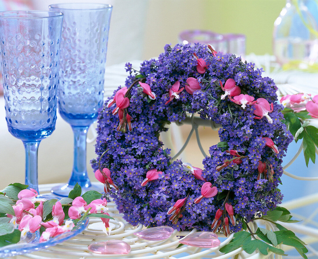 Myosotis compindi (Forget-me-not), Dicentra (Watering Heart)