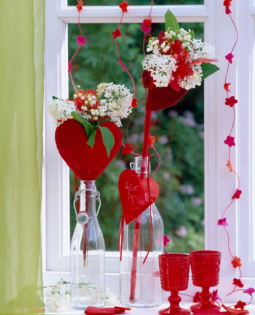 Syringa (lilac), Convallaria (lily of the valley), small bouquets