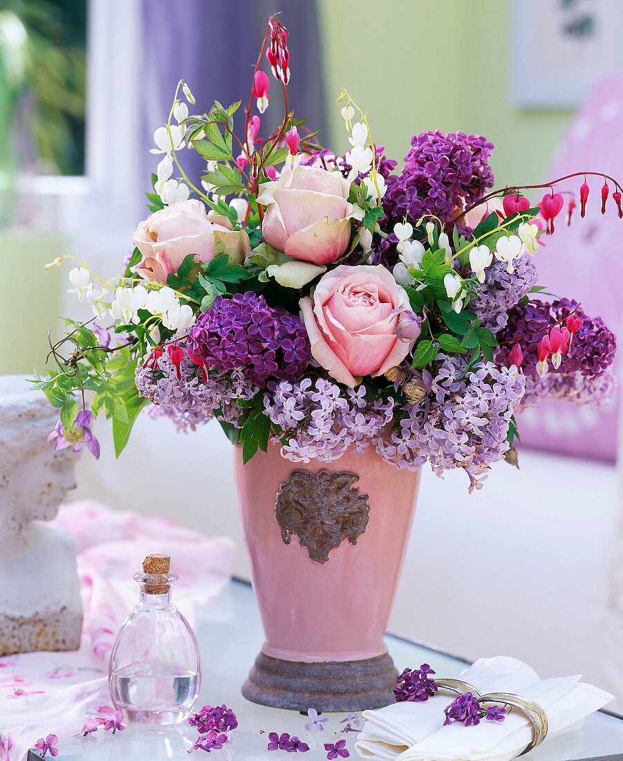 Syringa (Lilac), Rosa (Rose), Dicentra (Weeping Heart)