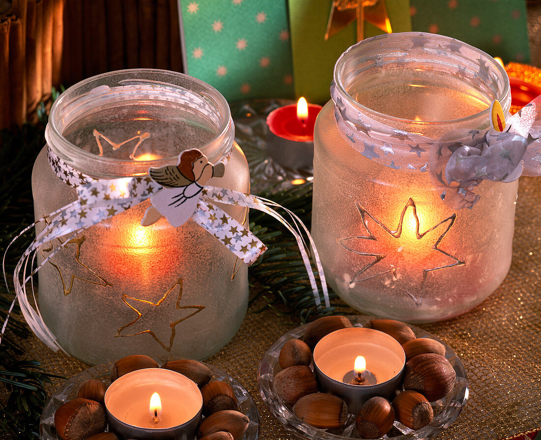 Canning jars as advent lanterns