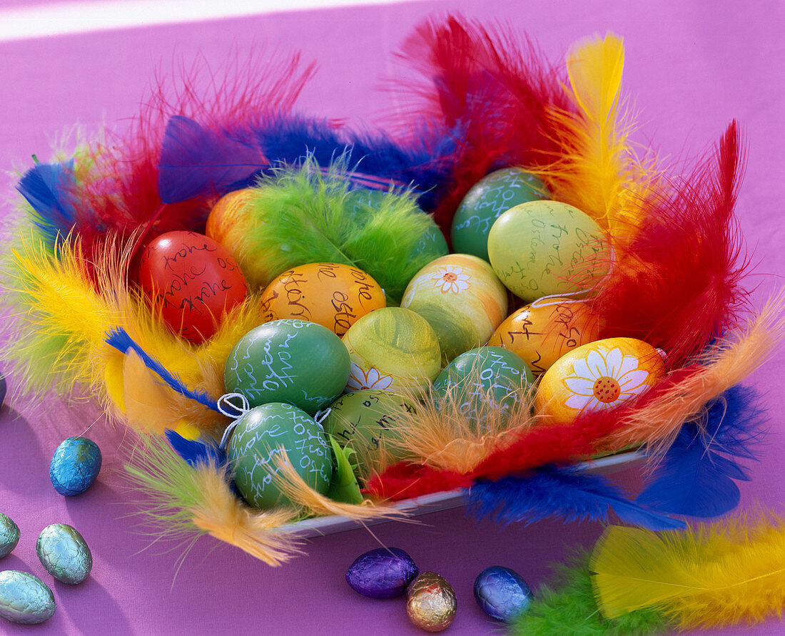 Bowl with blown out and painted Easter eggs