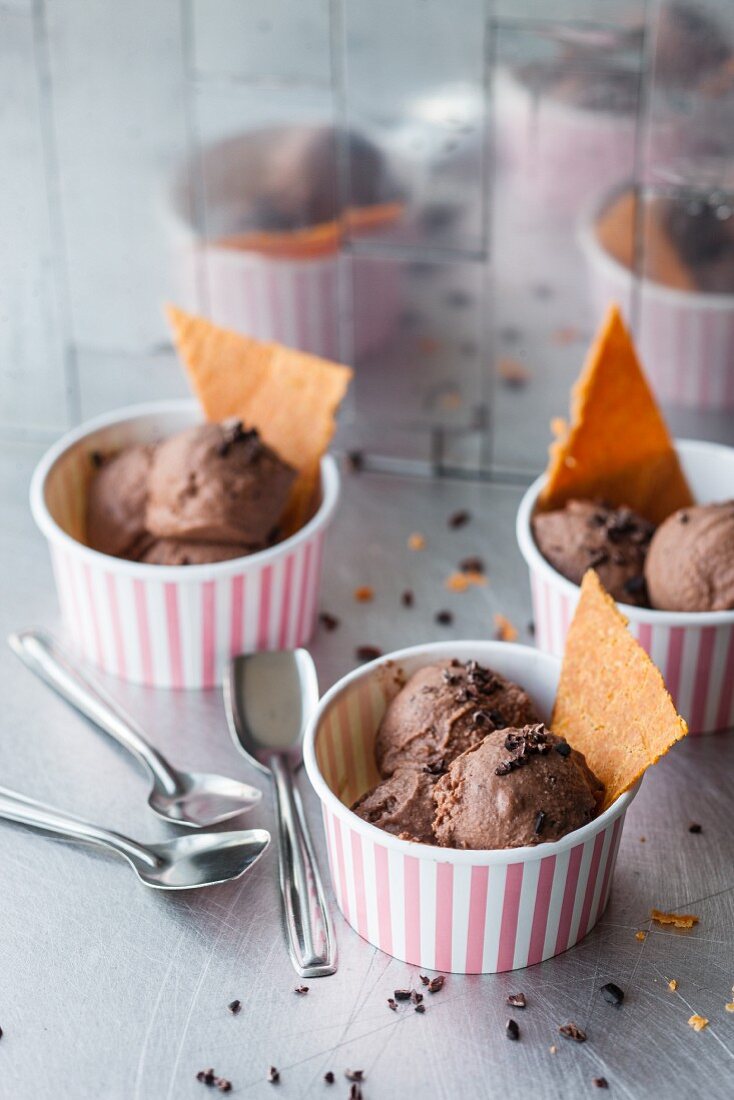 Crunchy chocolate ice cream (vegan)