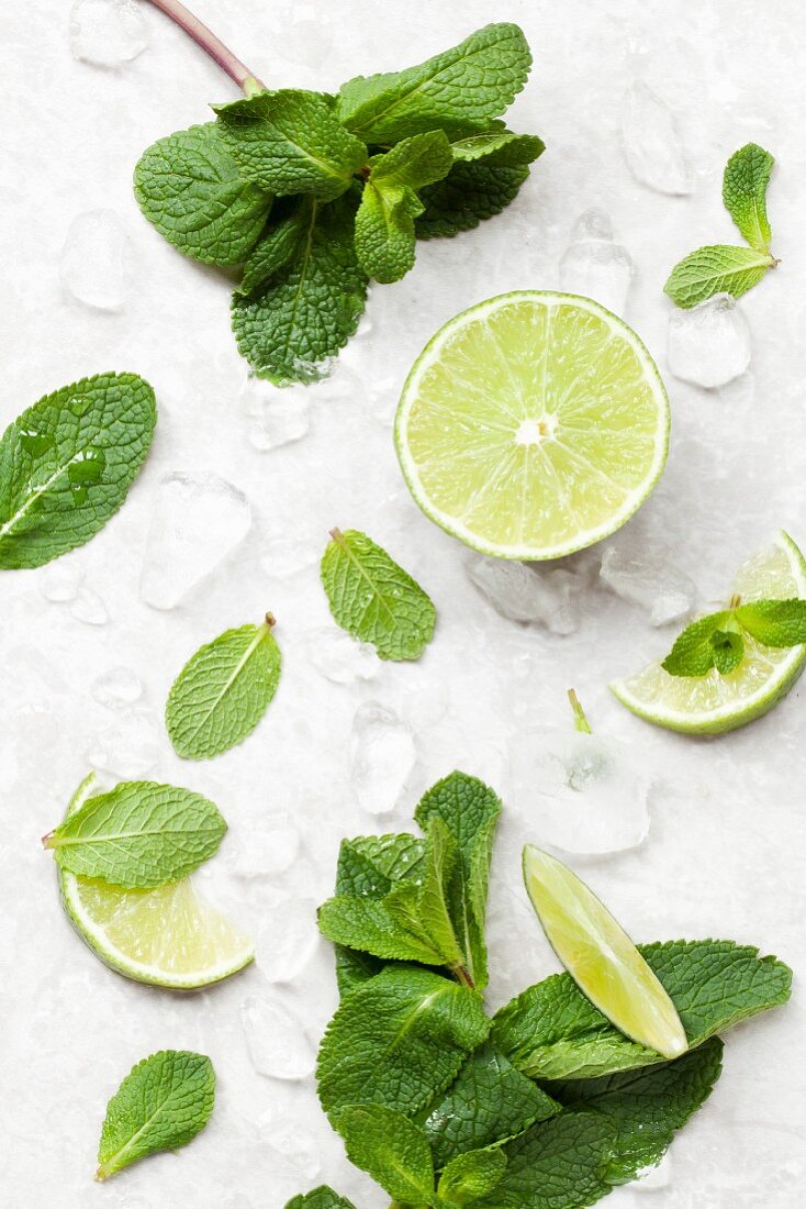 Lime, mint and ice