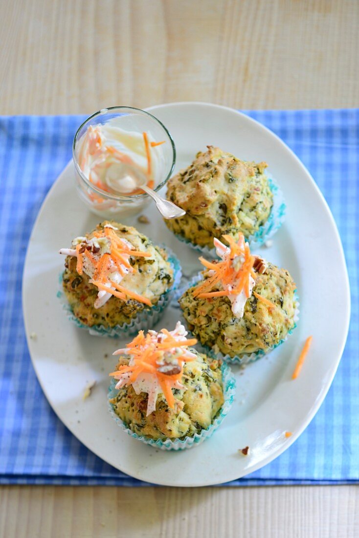 Herb muffins with carrot dip