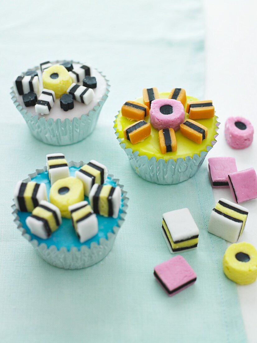 Cupcakes mit Lakritzbonbons