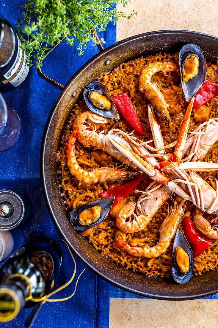 A classic paella in Andalusia, Spain