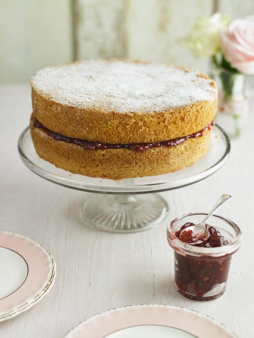 Victoria sponge cake with jam filling