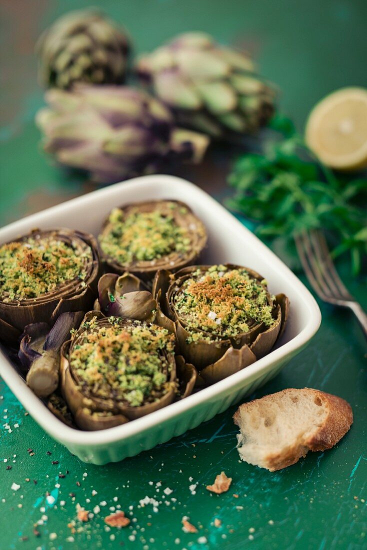 Artichokes with a herb filling
