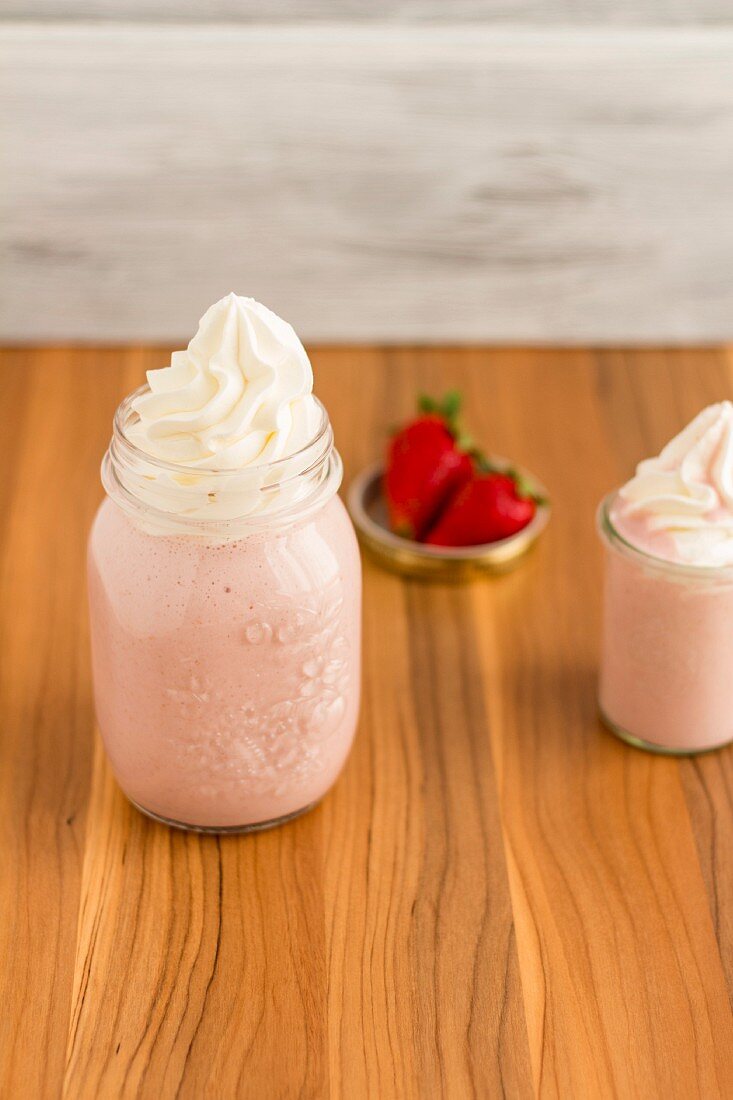 Strawberry milkshake in a glass