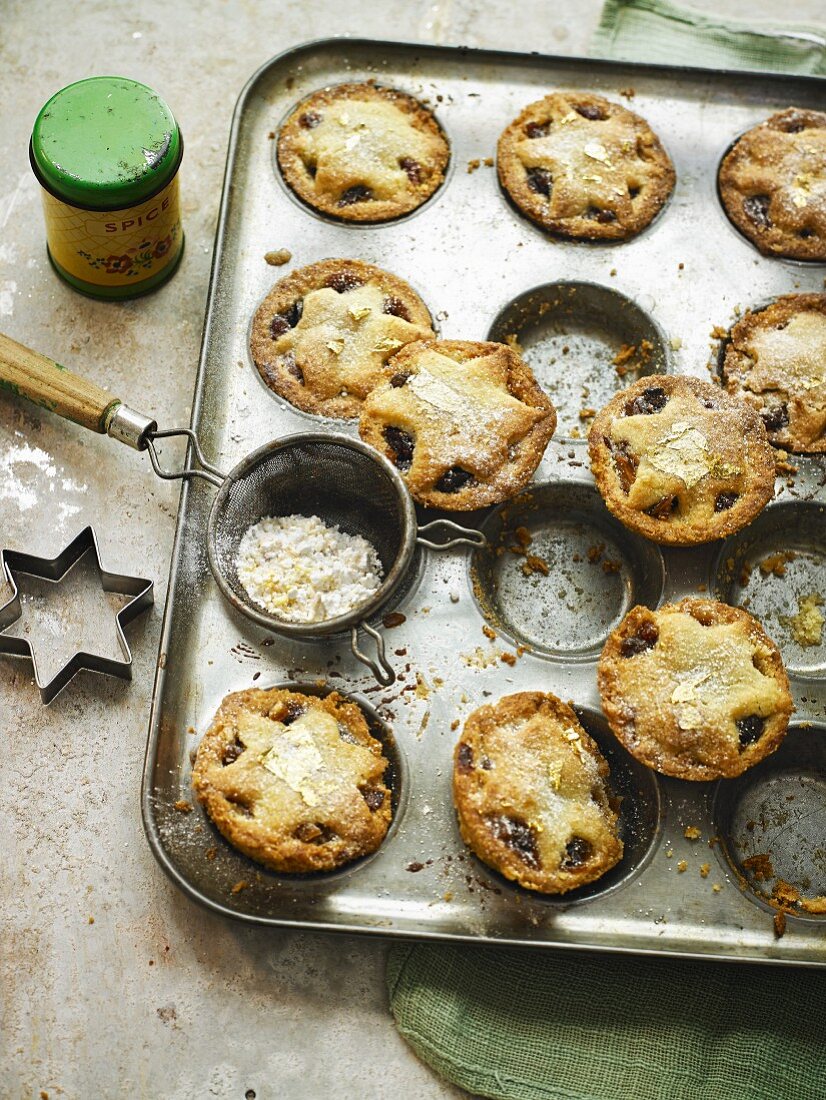 Mince pies in the baking tin