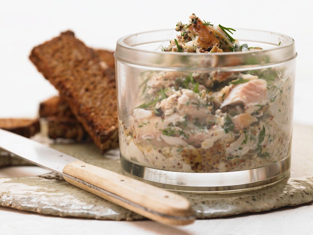 Trout cream with coarse mustard and parsley