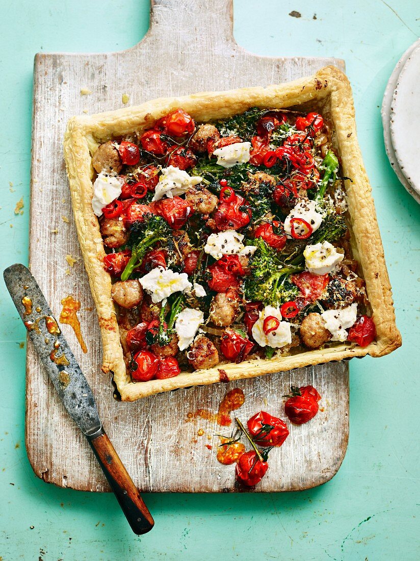 Sausage, Tomato, Brocolli Tart