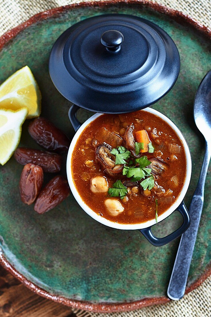 Harira soup with lentils and lamb (Morocco)