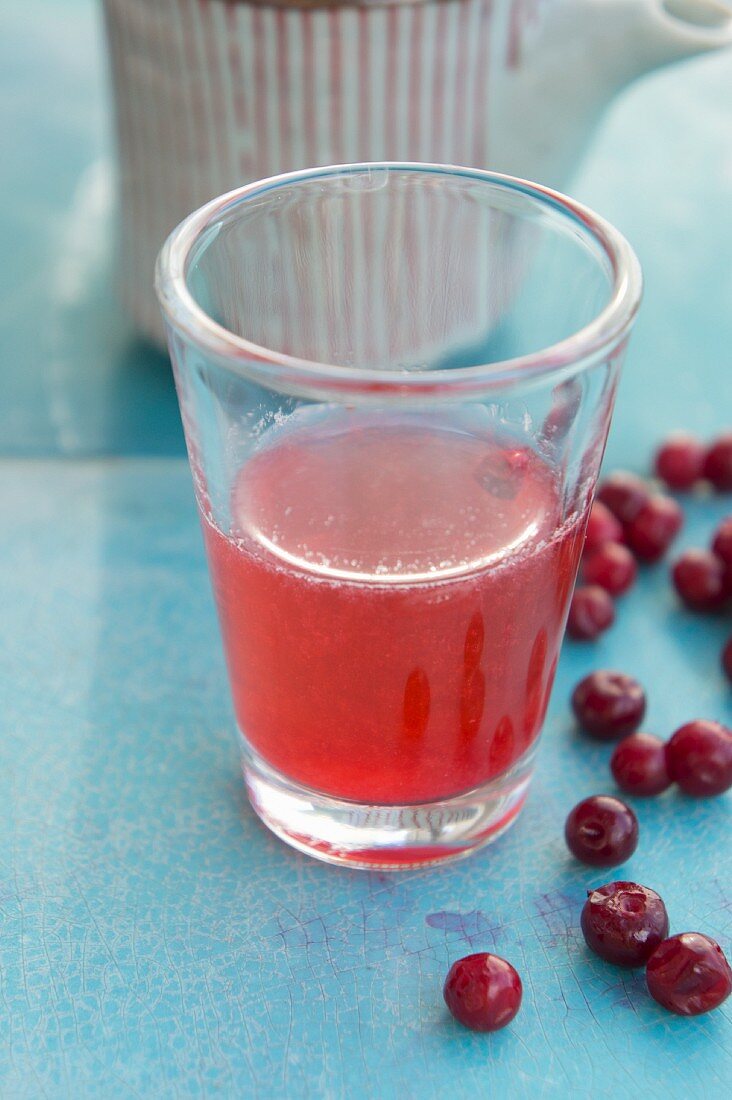 Lingonberry juice in a glass